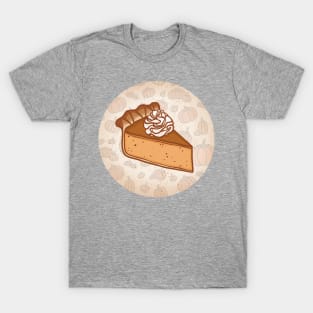 Pumpkin Pie With Pumpkin Pattern Circle Background T-Shirt